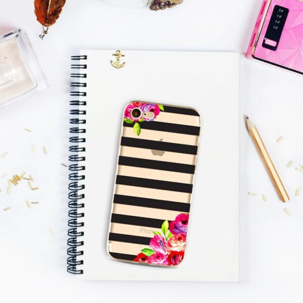 ETUI NA TELEFON IPHONE 5/5S - FLOWERS AND STRIPES ETUI16WZ13