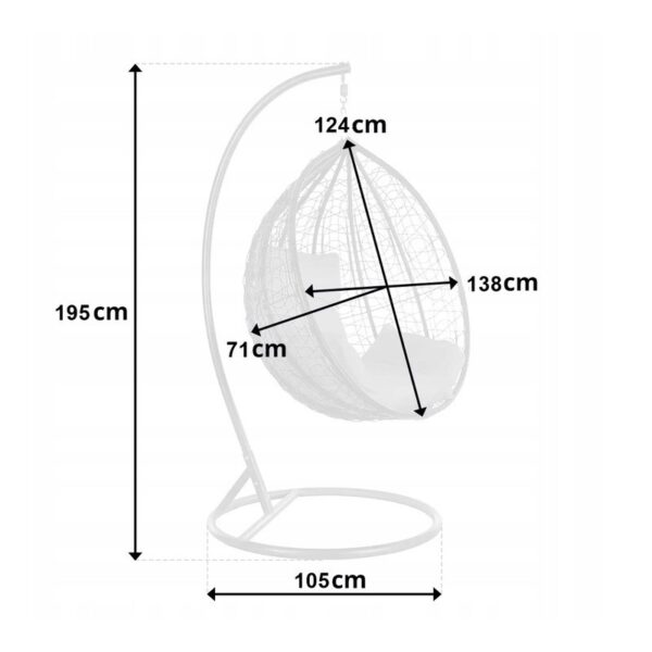 Fotel wiszący, huśtawka kokon z poduszkami DWUOSOBOWY KR29 - obrazek 6
