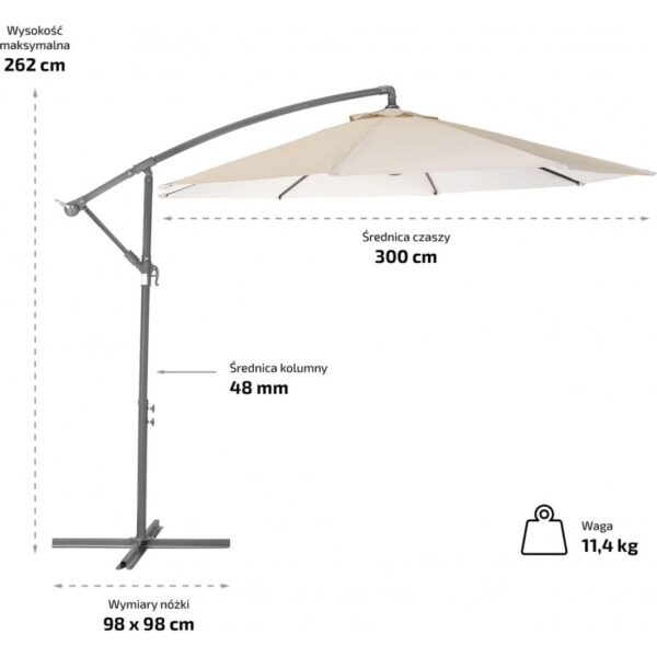 Parasol ogrodowy z wysięgnikiem Biały OGP03 - obrazek 8