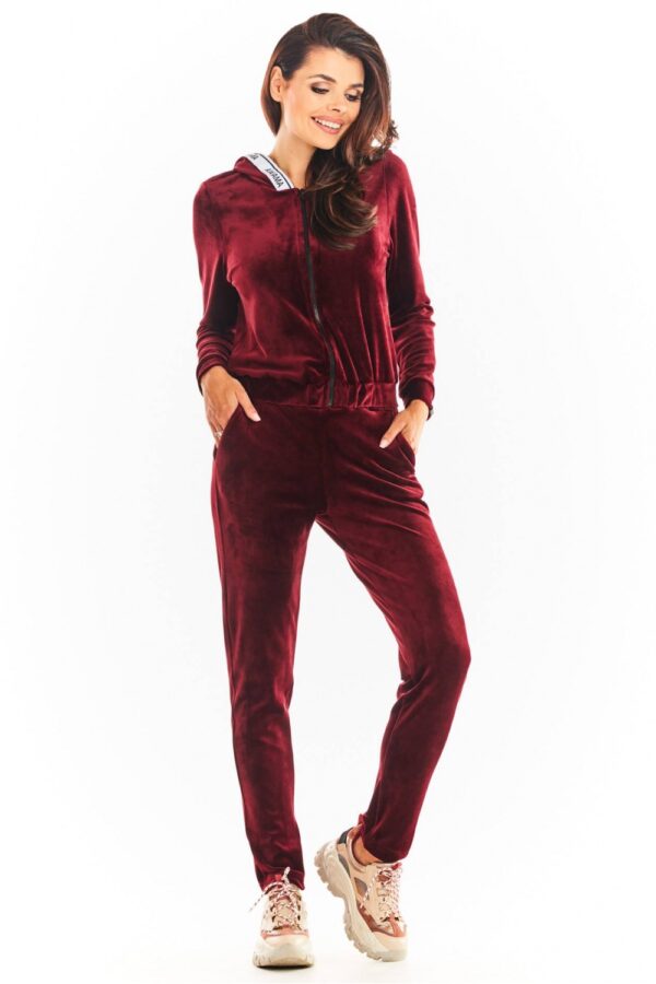 Bluza Damska Model A373 Bordo Welur - awama - obrazek 3