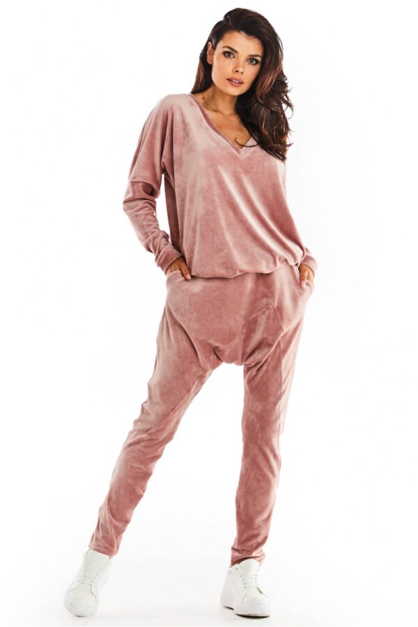 Bluza Damska Model A376 Pink Welur - awama - obrazek 3