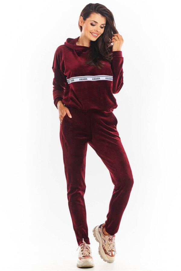 Bluza Damska Model A371 Bordo Welur - awama - obrazek 3