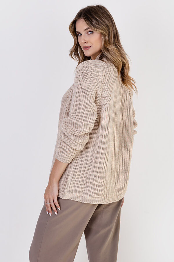 Sweter Kardigan Model SWE120 Beige - MKM - obrazek 3