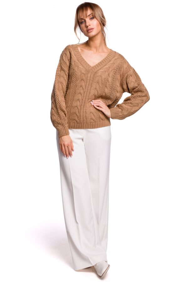 Sweter Damski Model MOE510 Beige - Moe - obrazek 3