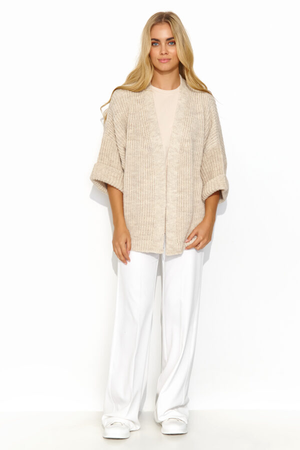 Sweter Kardigan Model S145 Beige Melange - Makadamia - obrazek 3