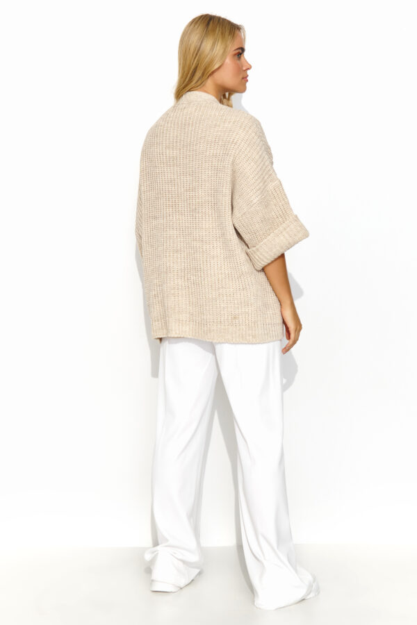 Sweter Kardigan Model S145 Beige Melange - Makadamia - obrazek 4