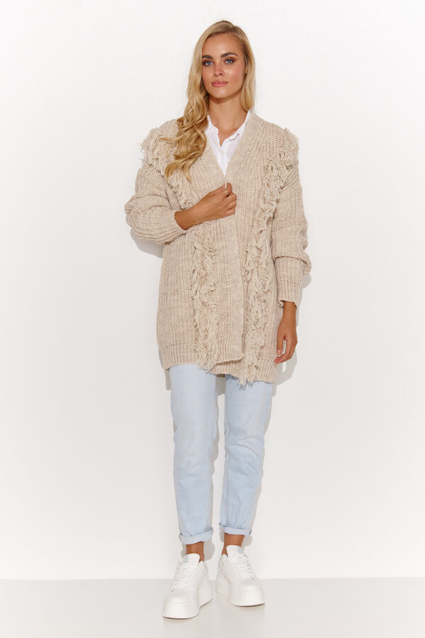 Sweter Kardigan Model S142 Beige Melange - Makadamia - obrazek 3