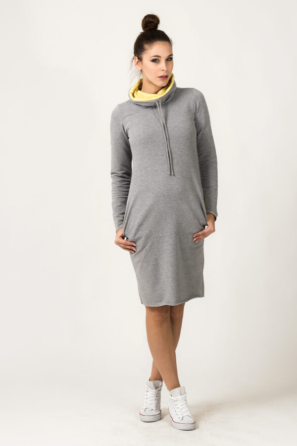 Sukienka Model Kaja 8 Light Grey/Yellow - Tessita - obrazek 3