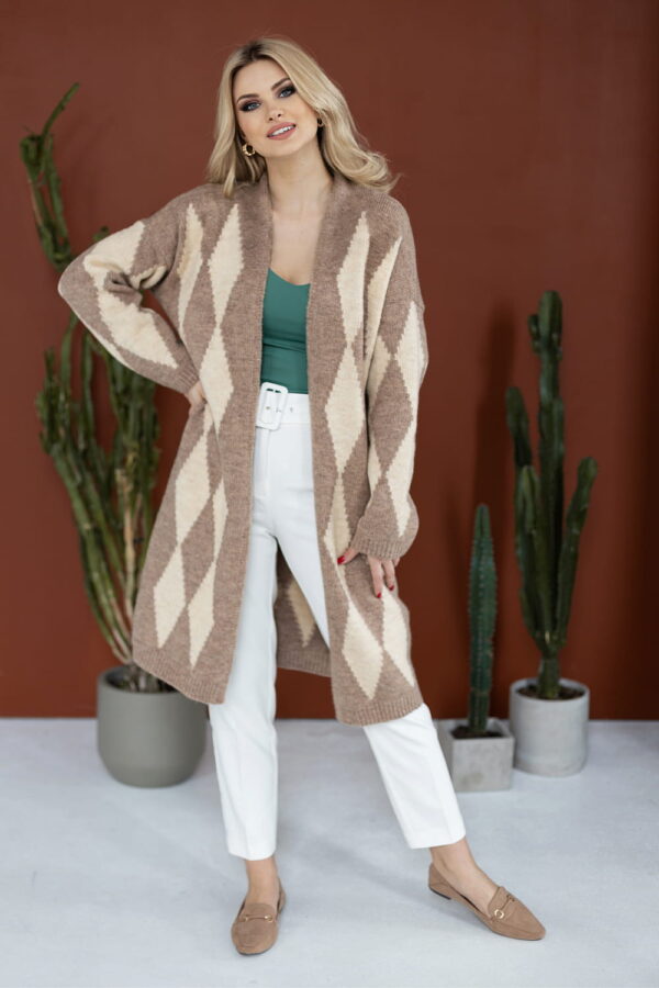 Sweter Kardigan Model 30092 Cappuccino - PeeKaBoo - obrazek 3