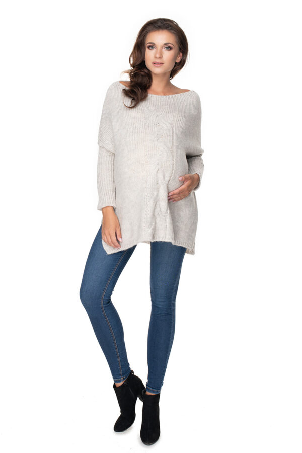 Sweter Ciążowy Model 30075 Light Grey - PeeKaBoo - obrazek 3