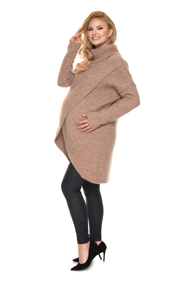 Sweter Ciążowy Model 30078 Cappuccino - PeeKaBoo - obrazek 3