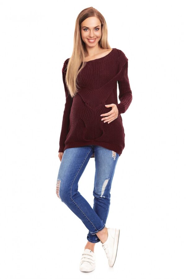 Sweter Ciążowy Model 40029 Bordo - PeeKaBoo - obrazek 3