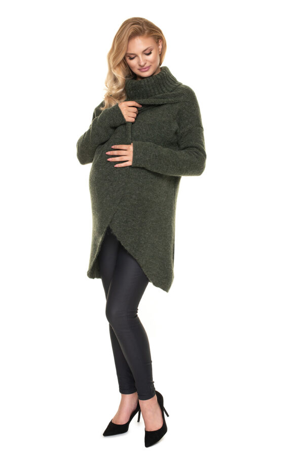 Sweter Ciążowy Model 30078 Khaki - PeeKaBoo - obrazek 3