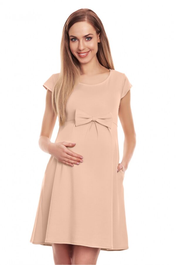 Sukienka Ciążowa Model 0129 Beige - PeeKaBoo