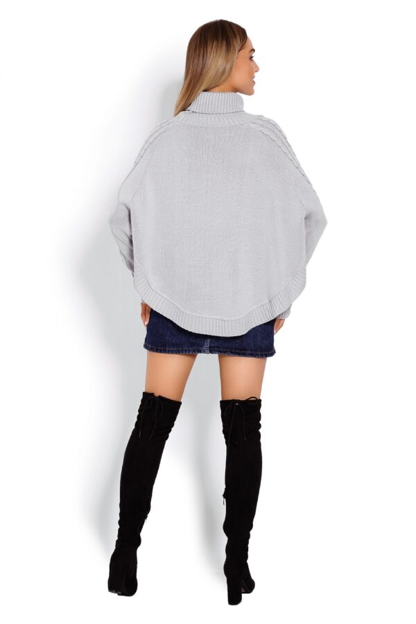 Sweter Ponczo Model 70009 Grey - PeeKaBoo - obrazek 4