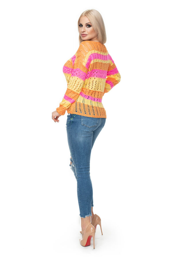 Sweter Damski Model 30060 Pink/Yellow - PeeKaBoo - obrazek 4