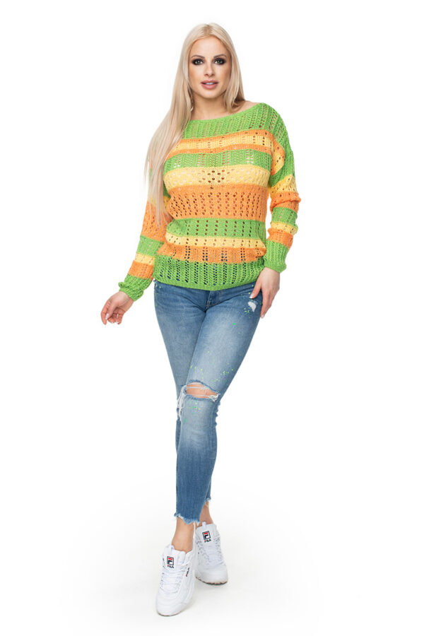 Sweter Damski Model 30060 Green/Orange - PeeKaBoo - obrazek 3