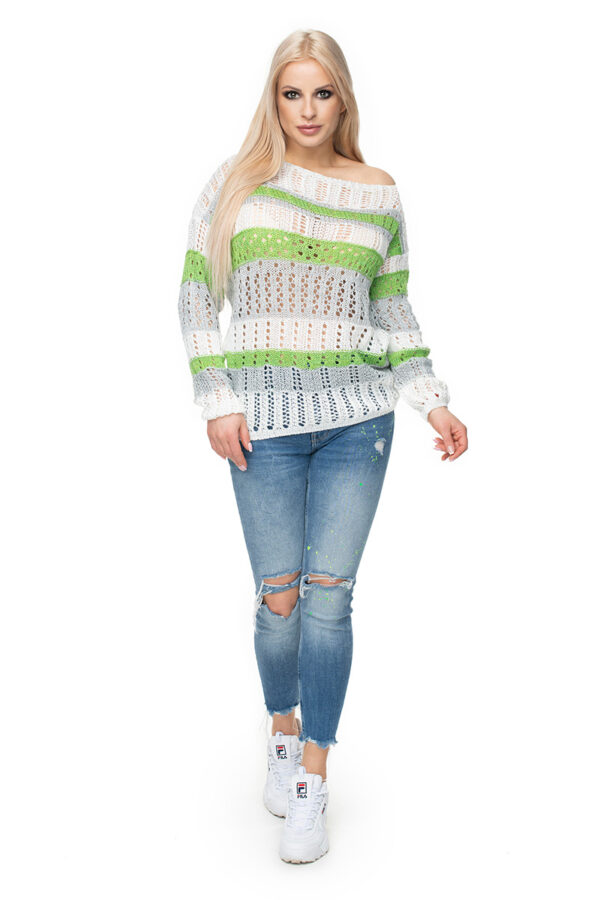 Sweter Damski Model 30060 Cream/Green - PeeKaBoo - obrazek 3