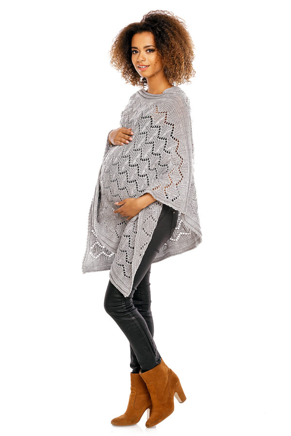 Sweter Poncho model 30012C Light Gray - PeeKaBoo - obrazek 4