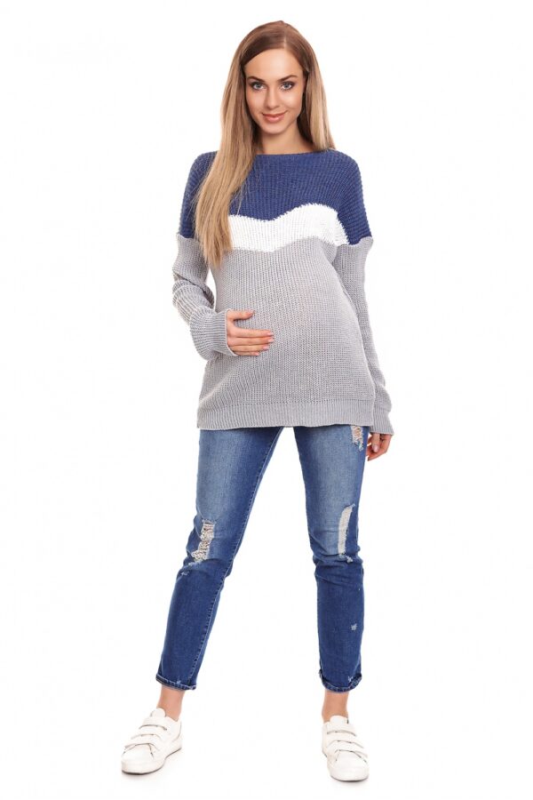 Sweter Ciążowy Model 40023 Jeans - PeeKaBoo - obrazek 3