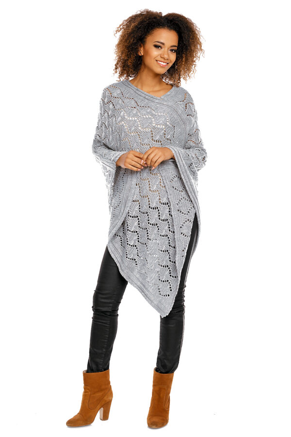 Sweter Poncho model 30012 Light Gray - PeeKaBoo - obrazek 3