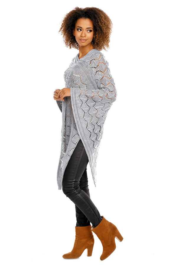 Sweter Poncho model 30012 Light Gray - PeeKaBoo - obrazek 4