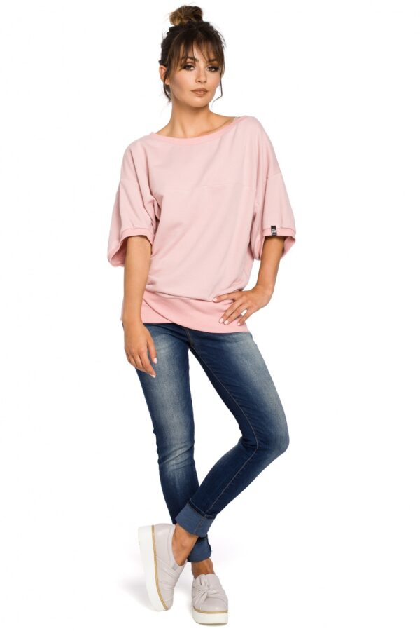 Bluza Damska Model B048 Powder Pink - BeWear - obrazek 3