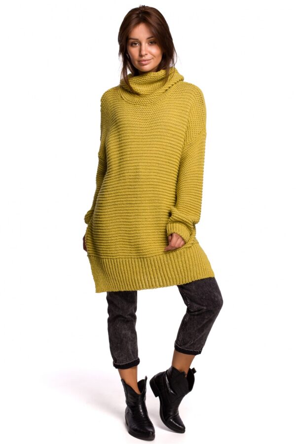 Sweter Damski Model BK047 Limonka - BE Knit - obrazek 3