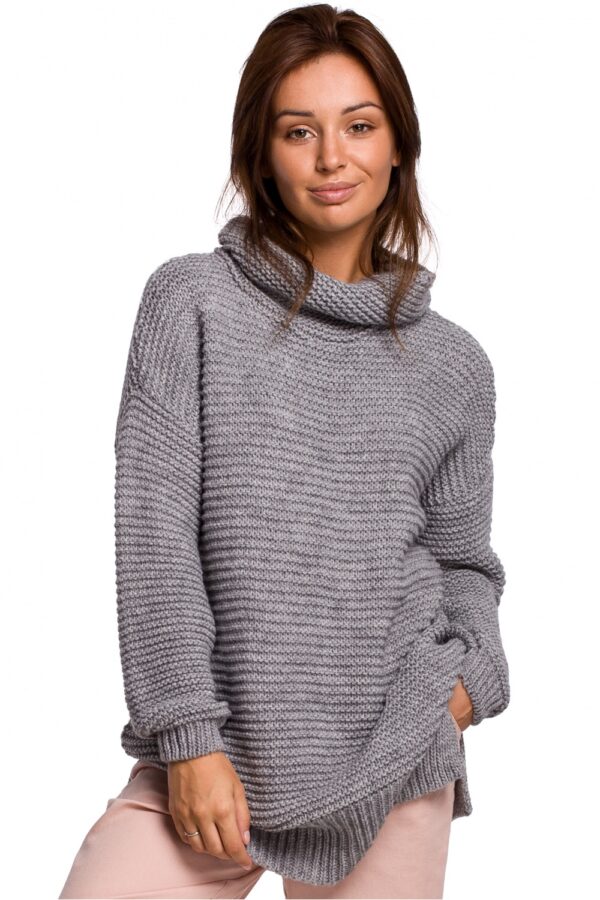 Sweter Damski Model BK047 Grey Melange - BE Knit