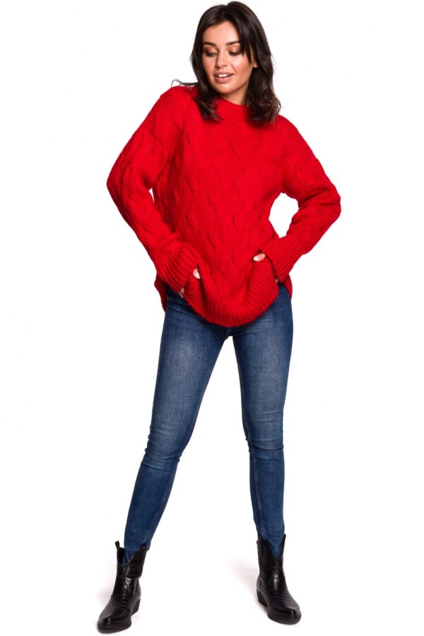 Sweter Damski Model BK038 Red - BE Knit - obrazek 3