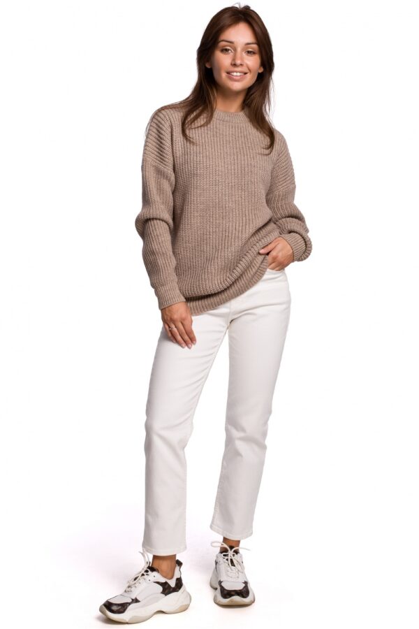 Sweter Damski Model BK052 Cappuccino - BE Knit - obrazek 3