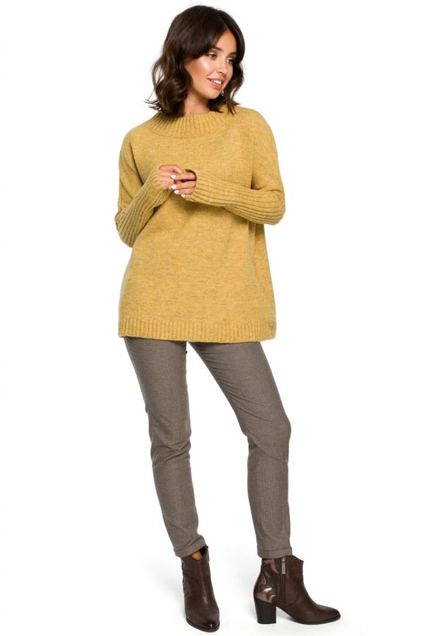 Sweter Damski Model BK009 Musztard - BE Knit - obrazek 3