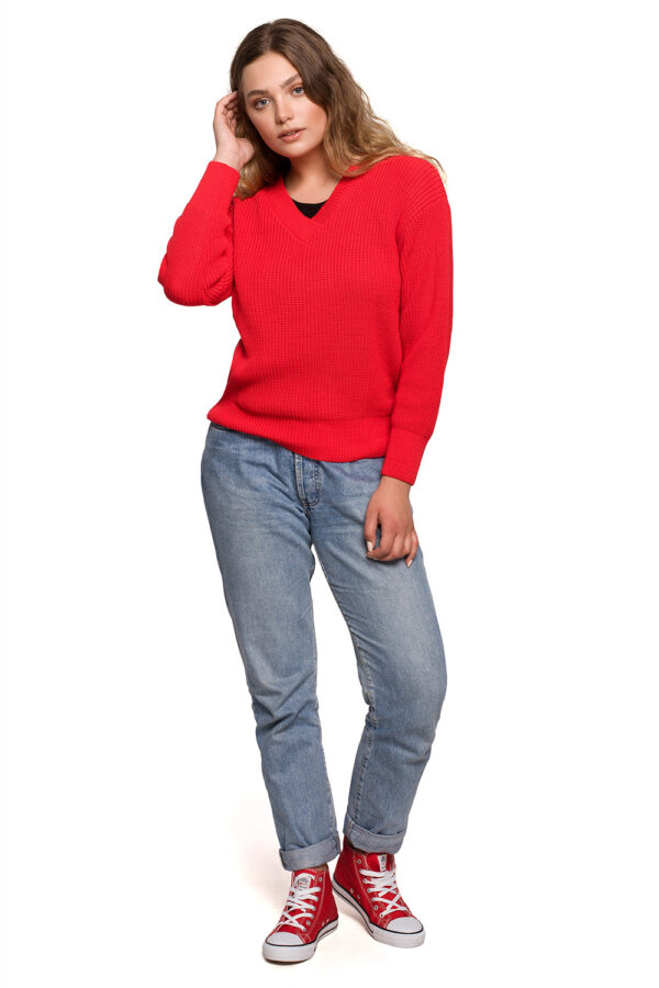 Sweter Damski Model BK075 Red - BE Knit - obrazek 3