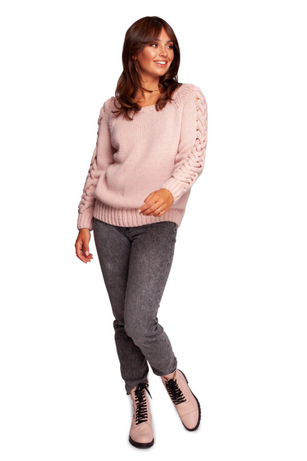 Sweter Damski Model BK090 Powder Pink - BE Knit - obrazek 3