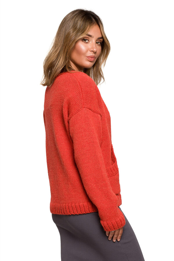 Sweter Kardigan Model BK074 Orange - BE Knit - obrazek 4