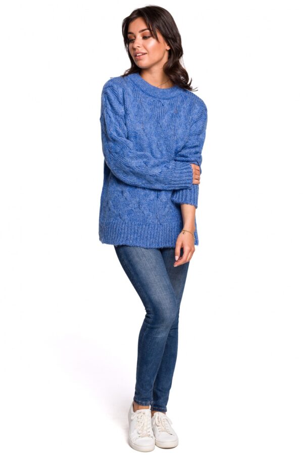 Sweter Damski Model BK038 Blue - BE Knit - obrazek 3