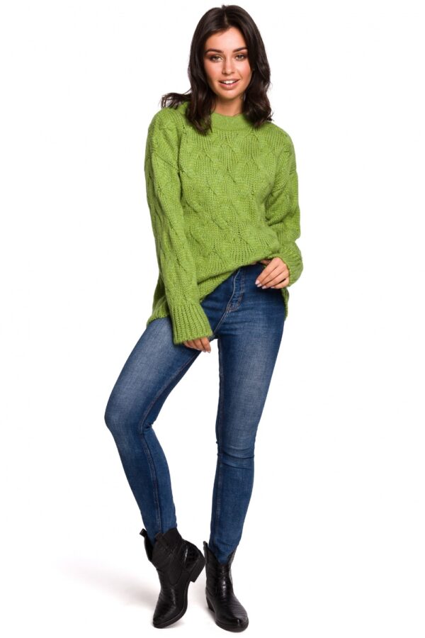 Sweter Damski Model BK038 Green - BE Knit - obrazek 3