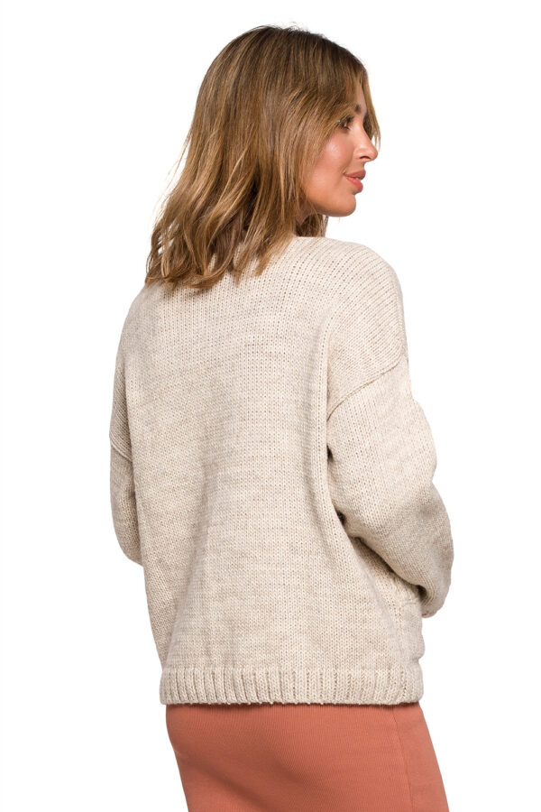 Sweter Kardigan Model BK074 Beige - BE Knit - obrazek 4