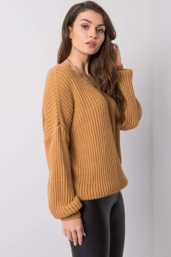 Sweter Damski Model TW-SW-BI-19710.11 Camel - Och Bella - obrazek 3