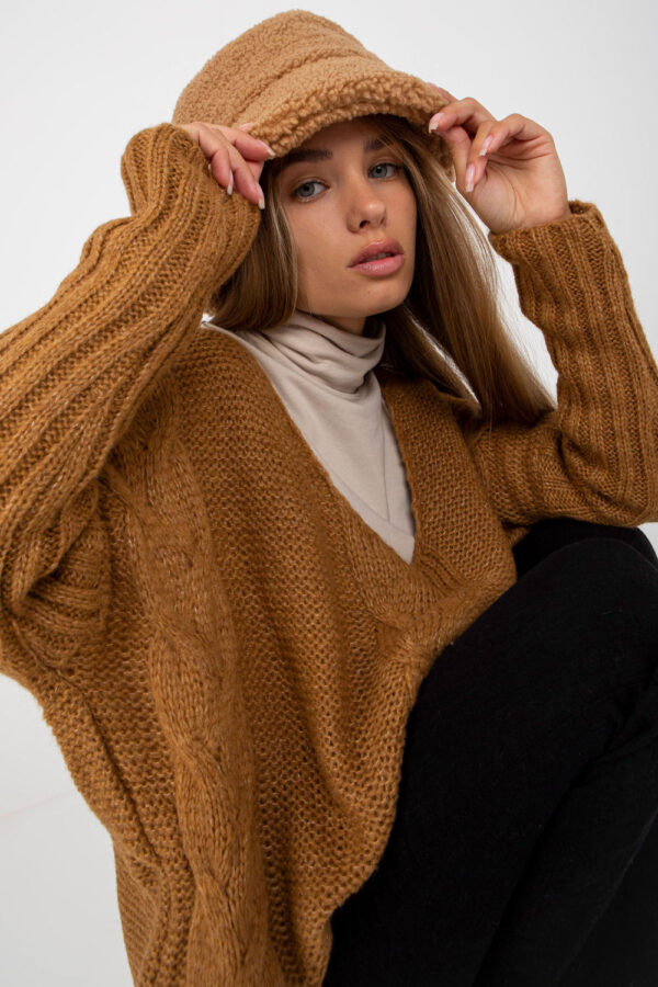 Sweter Damski Model TW-SW-BI-M903.33X Camel - Och Bella - obrazek 3