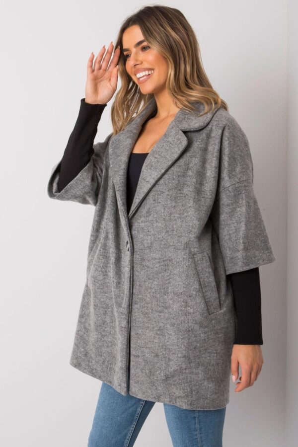 Płaszcz Damski Model CHA-PL-0409.30X Grey - Rue Paris - obrazek 3