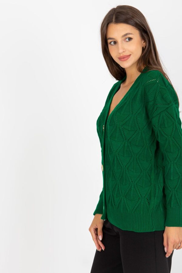 Sweter Kardigan Model LC-SW-8035.06X Dark Green - Rue Paris - obrazek 4