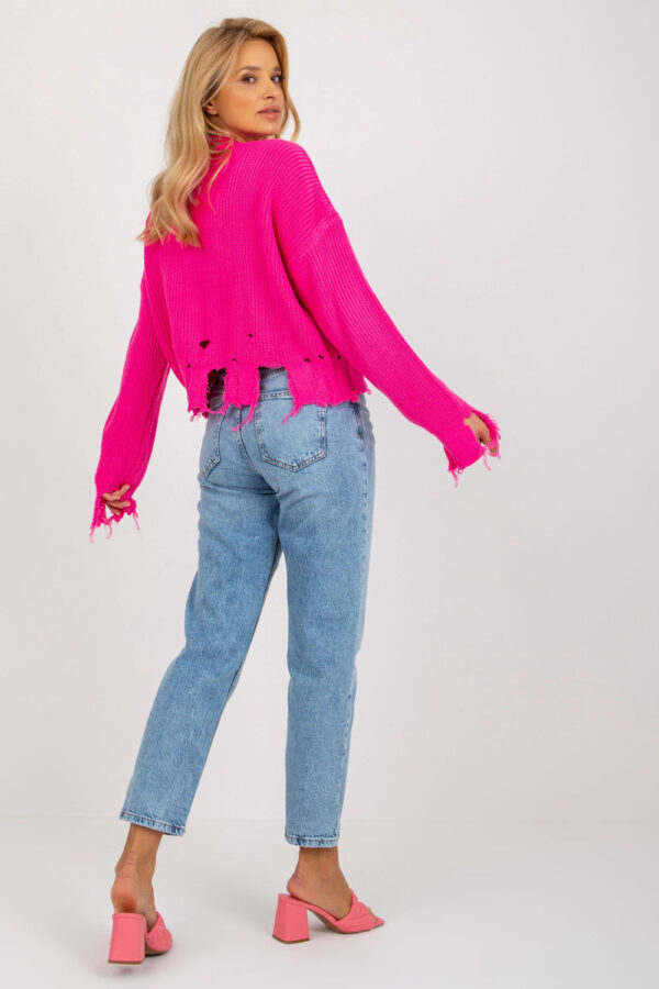 Sweter Damski Model LC-SW-0373.95P Fluo Pink - Rue Paris - obrazek 4