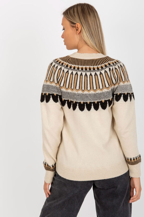 Sweter Damski Model LC-SW-0342.06X Beige - Rue Paris - obrazek 3