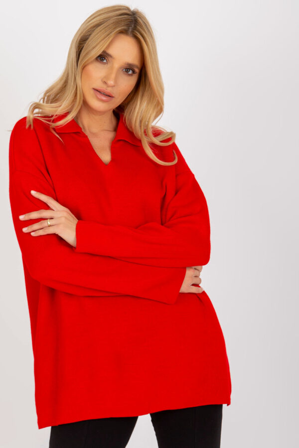 Sweter Damski Model LC-SW-2261.00P Red - Rue Paris