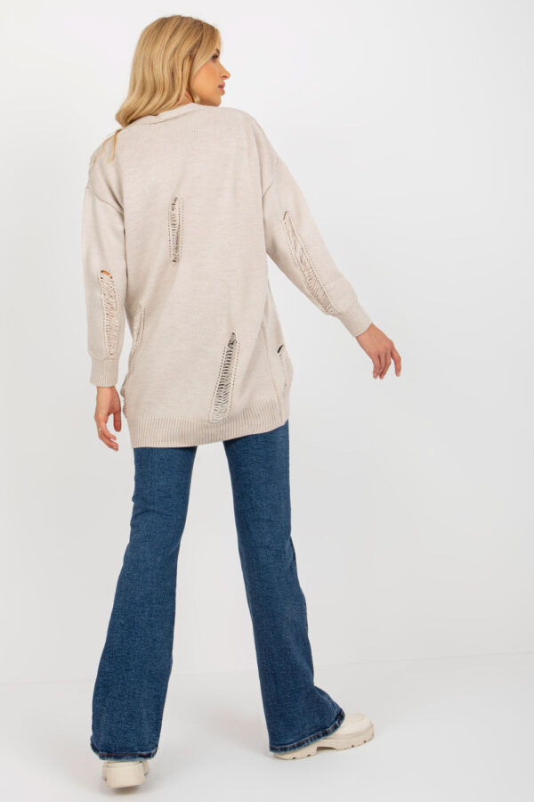 Sweter Kardigan Model LC-SW-8042.04X Beige - Rue Paris - obrazek 4