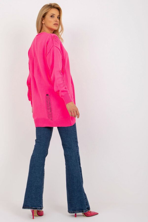 Sweter Kardigan Model LC-SW-8042.69 Fluo Pink - Rue Paris - obrazek 4