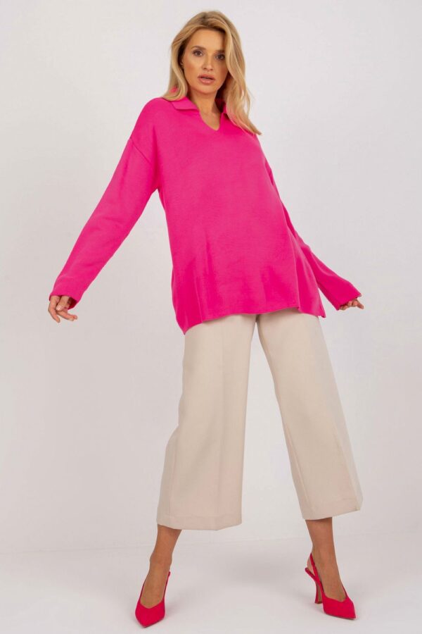 Sweter Damski Model LC-SW-2261.00P Fluo Pink - Rue Paris - obrazek 3