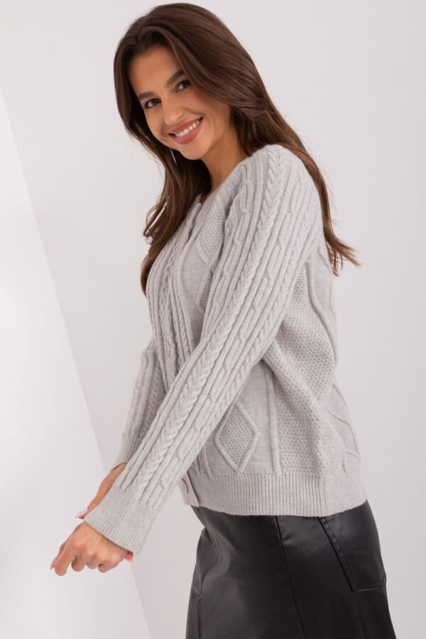 Sweter Damski Model AT-SW-2346-2.99P Grey - AT - obrazek 3