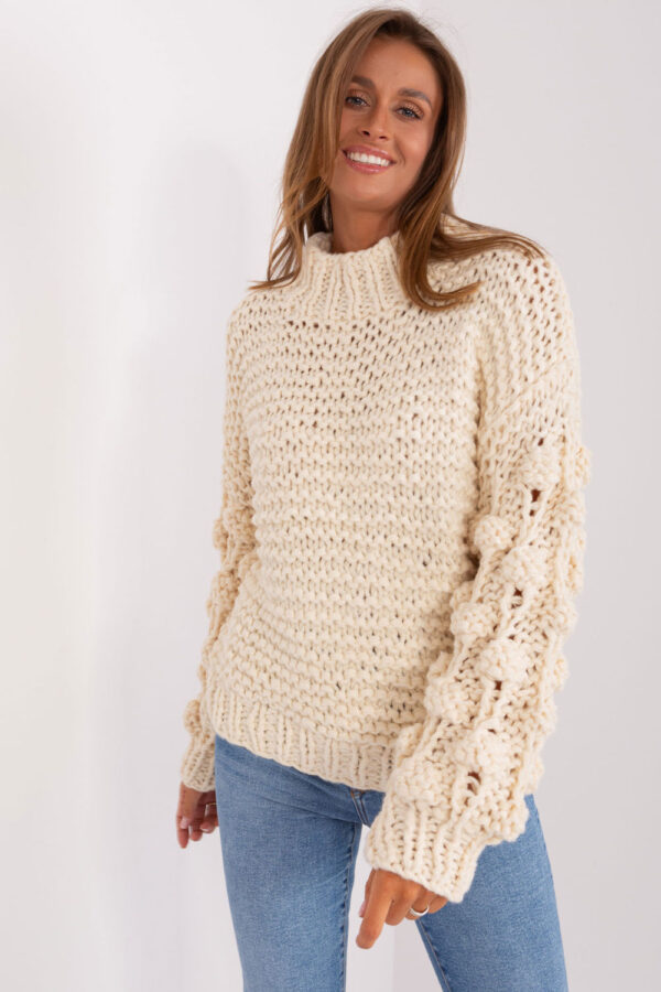 Sweter Damski Model AT-SW-2382.97P Light Beige - AT - obrazek 3